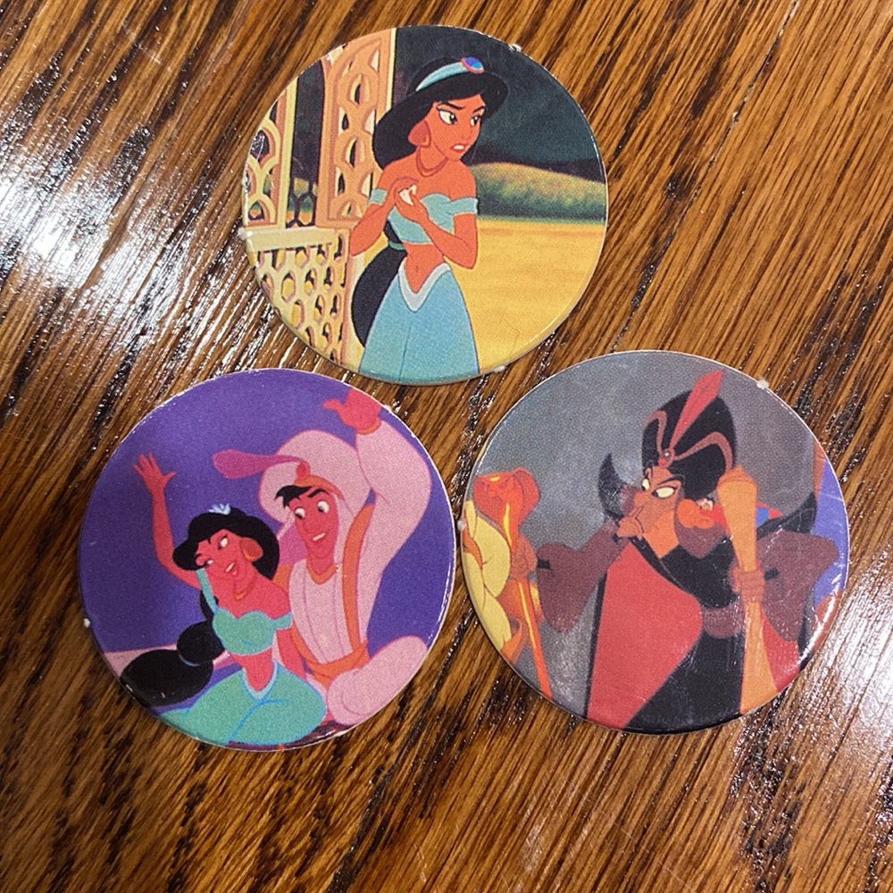 Set of 3 Disney Aladdin Pogs      vintage kids toys collectibles milk caps